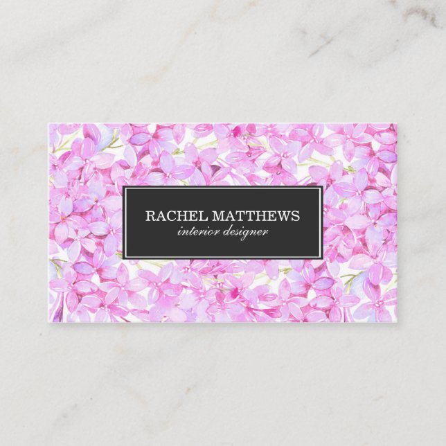 Tarjeta De Visita Lilas purpúreas claras profesionales (Anverso)