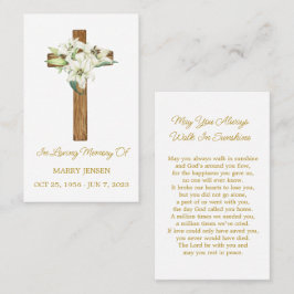 Tarjeta De Visita Lily Cross Memorial Funeral Prayer Card