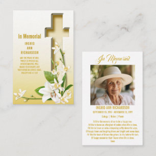 Tarjeta De Visita Lily Cross Scripting Foto Memorial funeral