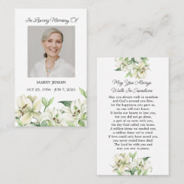 Tarjeta De Visita Lily Memorial Photo Funeral Prayer Card