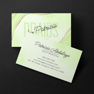 Tarjeta De Visita Lima Verde Dorado Brillo Agata Peinadora de Cabell