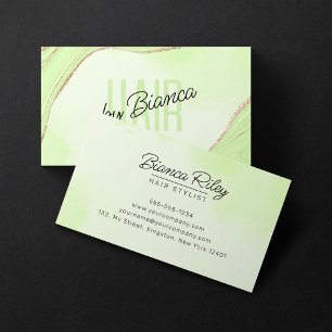 Tarjeta De Visita Lima Verde Oro Glitter Agata Peluquería Salón