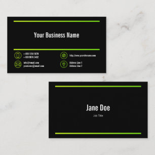 Tarjeta De Visita Lime Green Lines Iconos de Chartreuse Corporativos