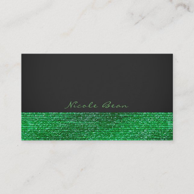 Tarjeta De Visita Lime Green Modern Glam Sequins Elegante Moda (Anverso)