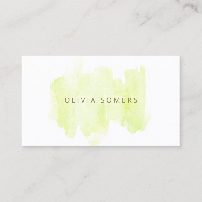 Tarjeta De Visita Lime Green Watercolor (Anverso)