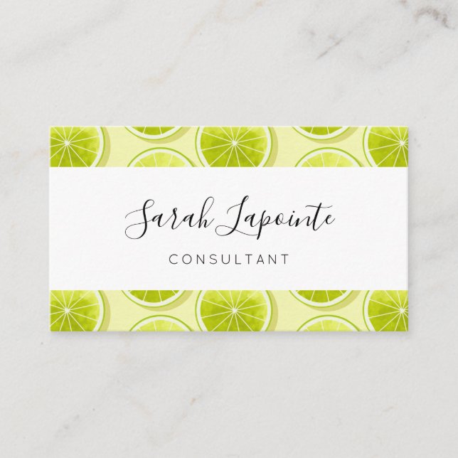 Tarjeta De Visita Lime Slices en amarillo claro (Anverso)