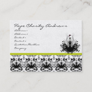 Tarjeta De Visita Lime y Damask Fashion Diva