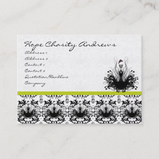 Tarjeta De Visita Lime y Damask Fashion Diva