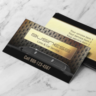 Tarjeta De Visita Limo & Car Service Modern Gold Limousine Driver