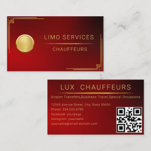 Tarjeta De Visita Limo Driver Y Chauffeur Service Red QR Code