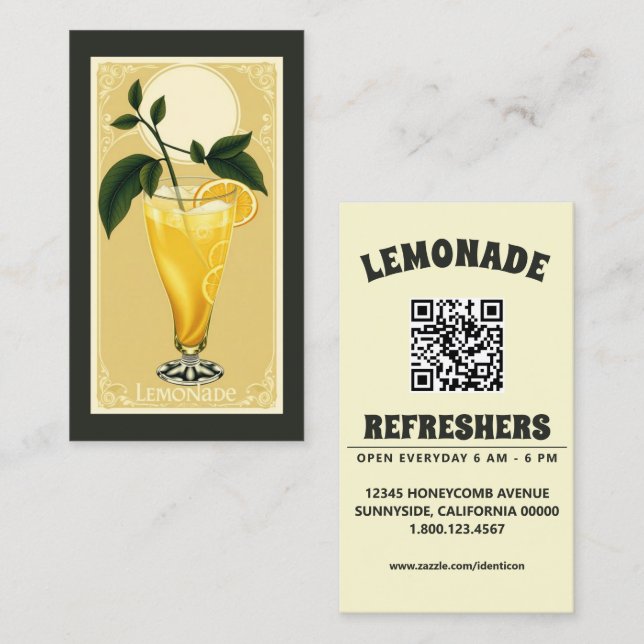 Tarjeta De Visita LIMONADA con código qr (Anverso / Reverso)