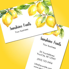 Tarjeta De Visita Limones acuarela amarillo verde fruta
