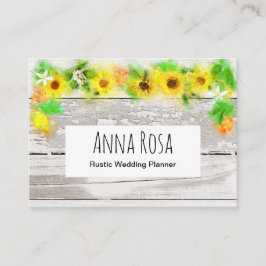 Tarjeta De Visita Limones de madera de los girasoles del viejo