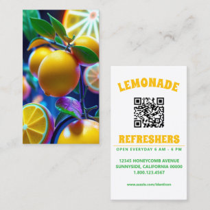 Tarjeta De Visita limones limas de neón con código qr