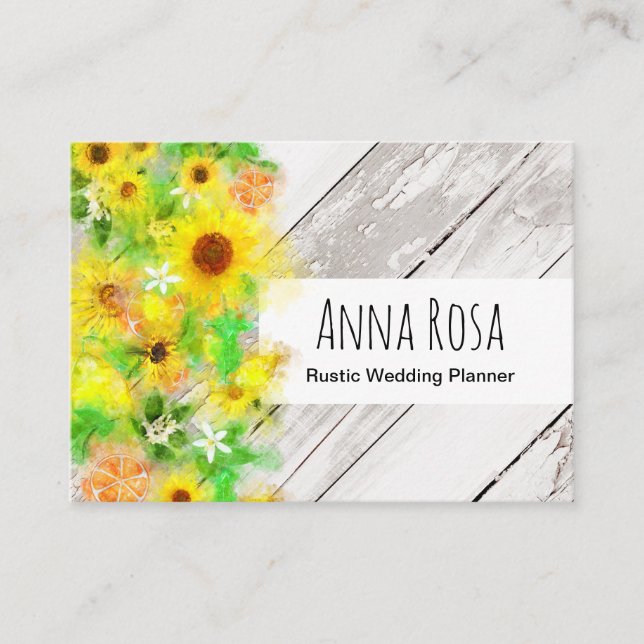 Tarjeta De Visita Limones rústicos de madera de los naranjas de los (Anverso)