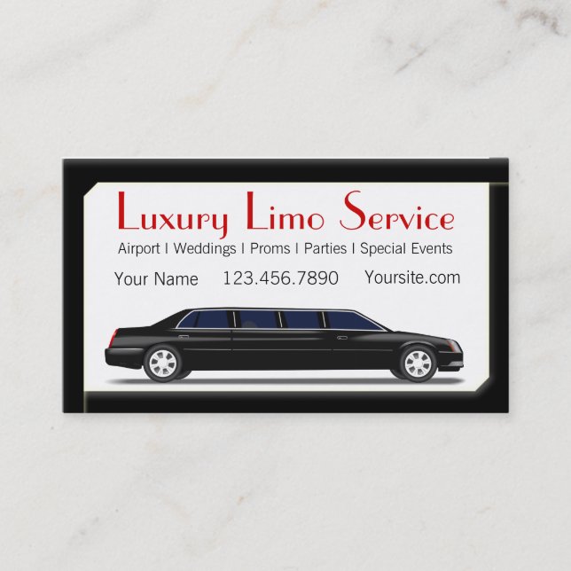 Tarjeta De Visita Limousine de estiramiento negro (Anverso)
