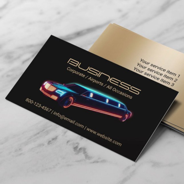 Tarjeta De Visita Limousine y Taxi Car para alquilar moderno negro y (Subido por el creador)