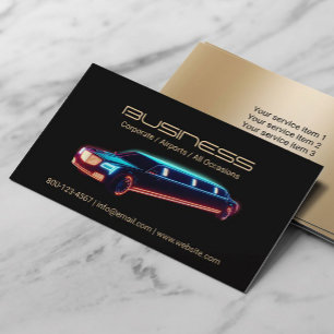 Tarjeta De Visita Limousine y Taxi Car para alquilar moderno negro y