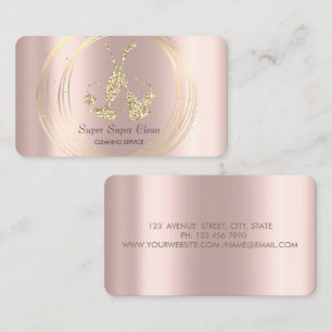 Tarjeta De Visita Limpia aspiradoras con círculos de oro elegante
