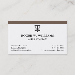 Tarjeta de visita limpia del abogado con la escala