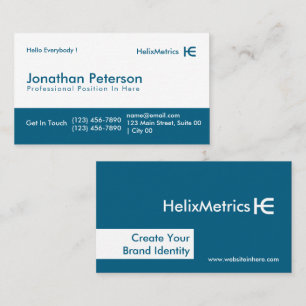 Tarjeta De Visita Limpia Profesional Moderna Azul Blanco HelixMetric