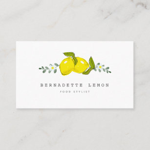 Tarjeta de visita limpia simple del limón y de la