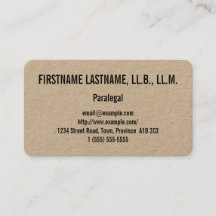 Tarjeta de visita limpia y básica del Paralegal