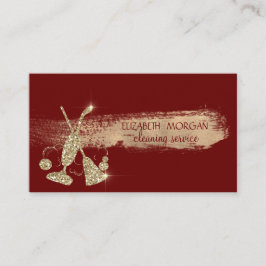 Tarjeta De Visita Limpiador de vacío de Purpurina de oro, rojo de cu