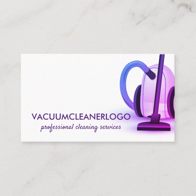 Tarjeta De Visita Limpiador de vacío morado limpiador de casa (Anverso)