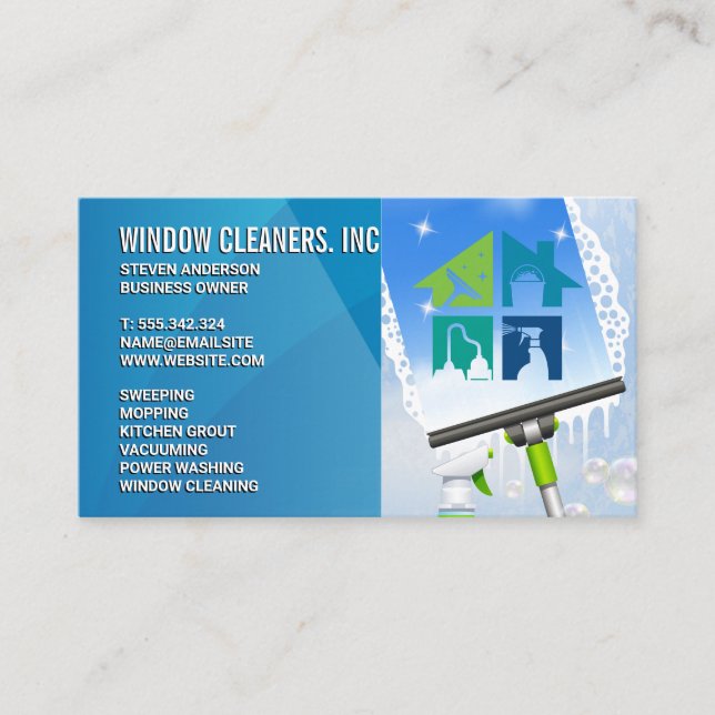 Tarjeta De Visita Limpiador de ventana de trabajo de Maid | Squeegee (Anverso)