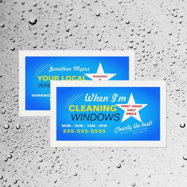 Tarjeta De Visita Limpiador de ventanas azul brillante, servicio de  (Subido por el creador)