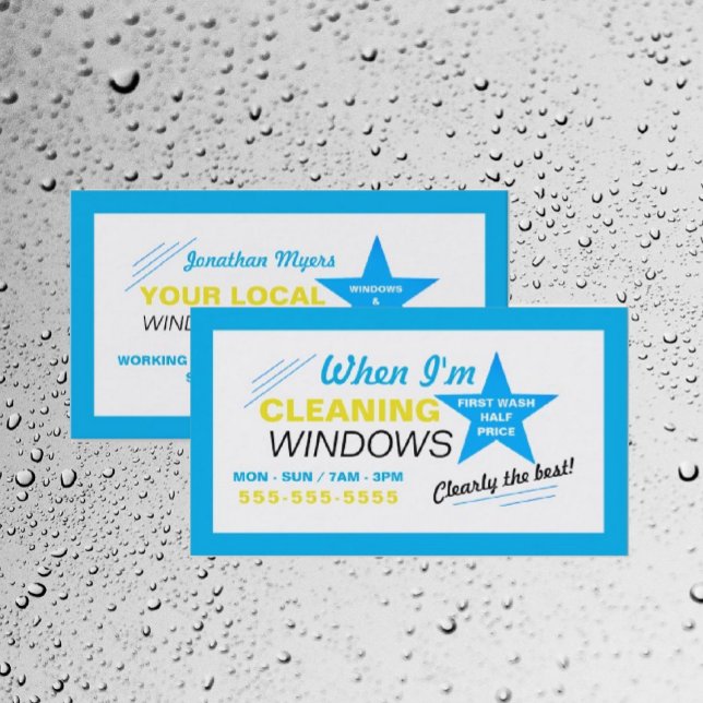 Tarjeta De Visita Limpiador de ventanas Blue Star, servicio de limpi (Subido por el creador)