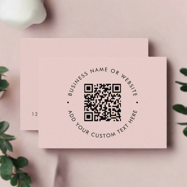 Tarjeta De Visita Limpiar código QR simple promocional Rubor rosa (Subido por el creador)