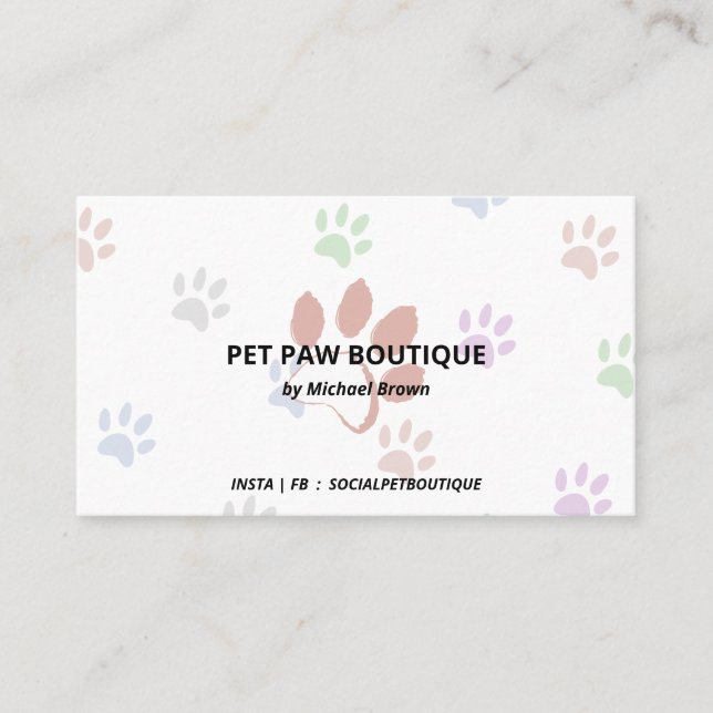 Tarjeta De Visita Limpiar Moda de trazos de Mascota (Anverso)