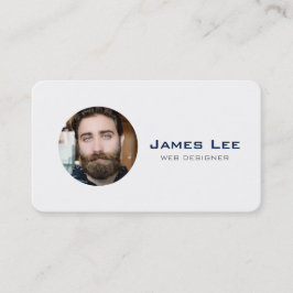 Tarjeta De Visita Limpie el círculo moderno simple blanco de la foto