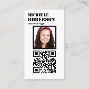 Tarjeta De Visita Limpie el código blanco vertical y la foto del qr