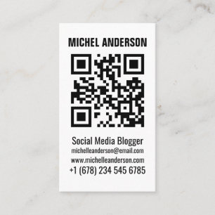 Tarjeta De Visita Limpie el código vertical blanco simple del qr