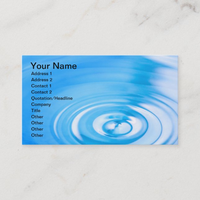Tarjeta De Visita Limpie las ondulaciones del agua azul (Anverso)
