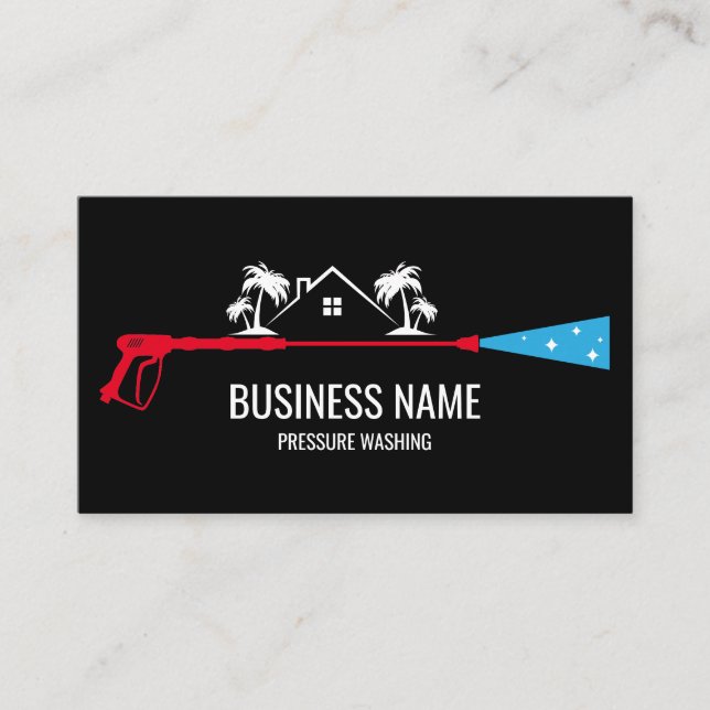 Tarjeta De Visita Limpieza a presión profesional Potencia  Masculino (Anverso)