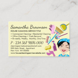 Tarjeta De Visita Limpieza Amarilla Ama de llaves Servicios de limpi