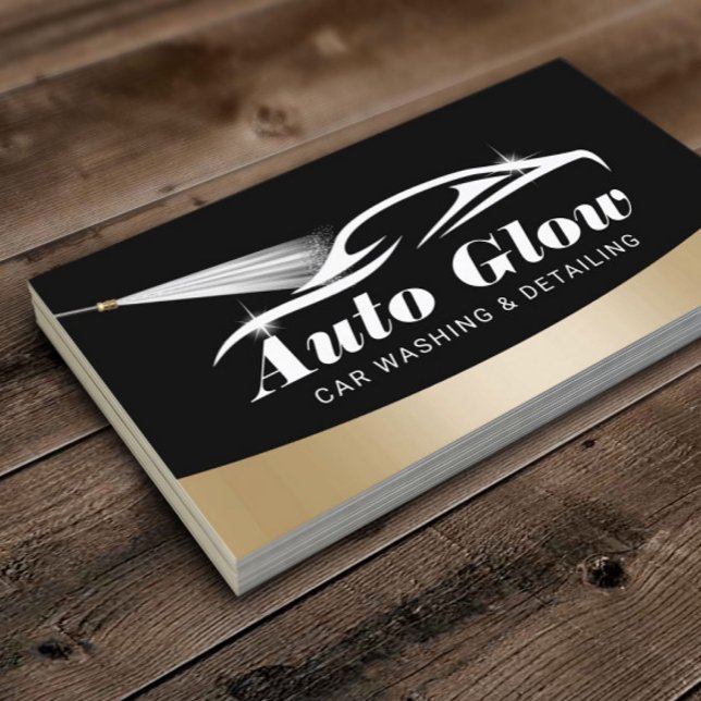 Tarjeta De Visita Limpieza automática de coches modernos de oro negr (Subido por el creador)