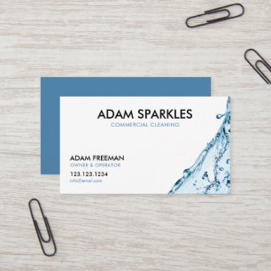 Tarjeta De Visita Limpieza comercial moderna de Blue Splash