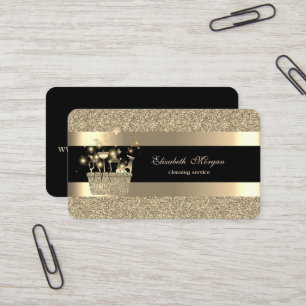 Tarjeta De Visita Limpieza con brillo de rayas de oro negro elegante