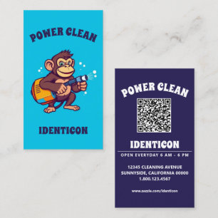 Tarjeta De Visita Limpieza con energía de mono con código QR