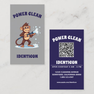 Tarjeta De Visita Limpieza con energía de mono con código QR