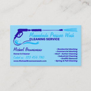 Tarjeta De Visita Limpieza con hidrolavadora Black Power azul marino