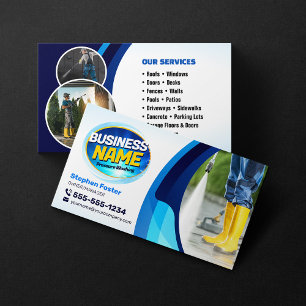 Tarjeta De Visita Limpieza con lavado a presión Blue Power Wash