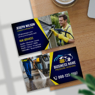 Tarjeta De Visita Limpieza con lavado a presión Blue Yellow Power Wa