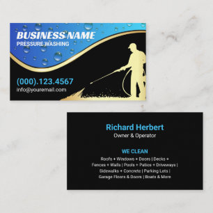 Tarjeta De Visita Limpieza con lavado a presión moderno Blue Gold