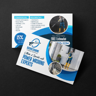 Tarjeta De Visita Limpieza de Alta Presión Blue Power Wash Limpieza 